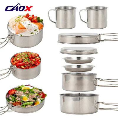 CAOX /Set Camping Cookware Mess Kit Stainless Steel | SAMAG