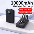 Power Bank Portable Charger with 3 Built-in Cables,Ultra Slim 10000mAh PD 3.0A USB-C Battery Pack,LCD Display 5 Outputs Travel Essentials Powerbank for iPhone 16/15/14/13/12 Series,Samsung,Android etc