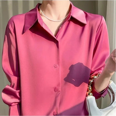 Fashion Loose Solid Color Turn - down Collar Simplicity | SAMAG