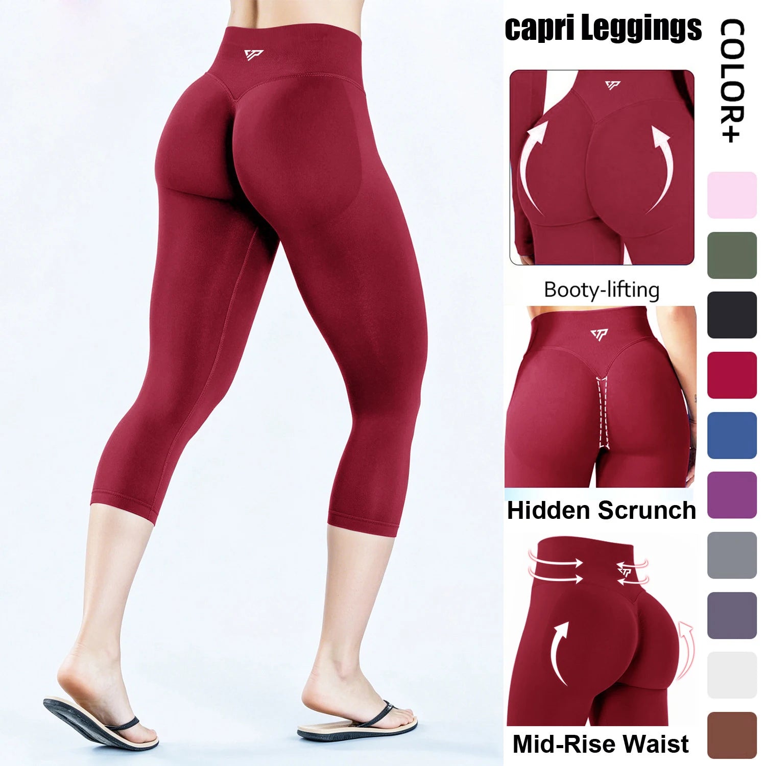 KEEP THAT PUMP Yoga Capri Pants Women's Gym Leggings Workout Low Waist Seamless Fitness Clothes Printed Lifting Hip Pant