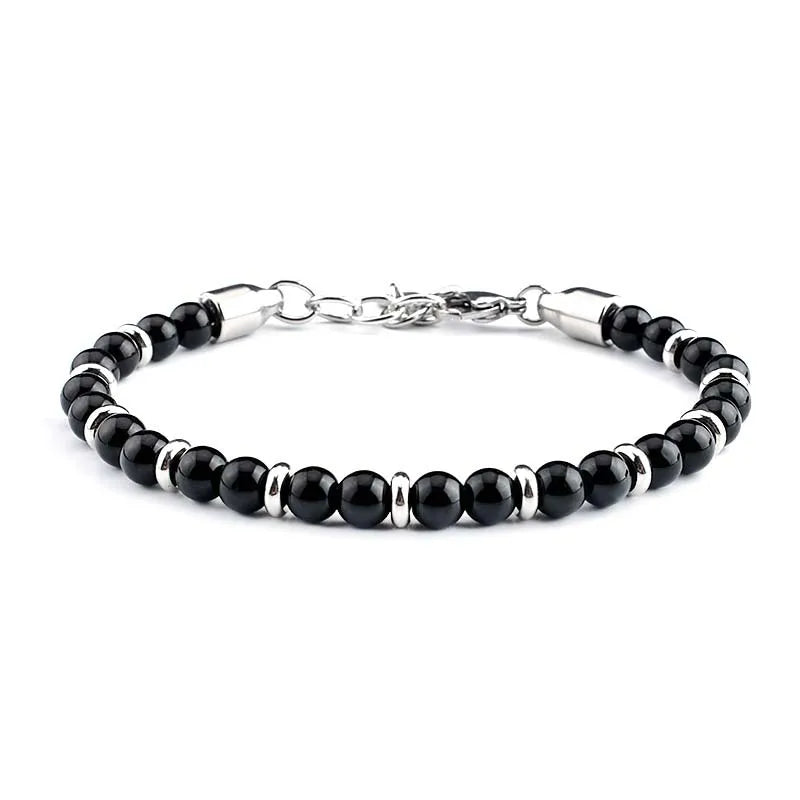 2026 Classic 6mm Tiger Eye Stone Hematite Beaded Bracelet Adjustable Stainless Steel Chain Bracelet for Men Women Jewelry Gifts