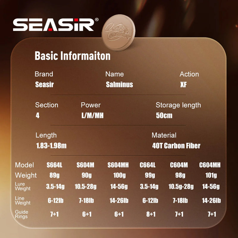 Seasir Salminus XF M/MH Spining&Casting Fishing Rod FUJI | SAMAG