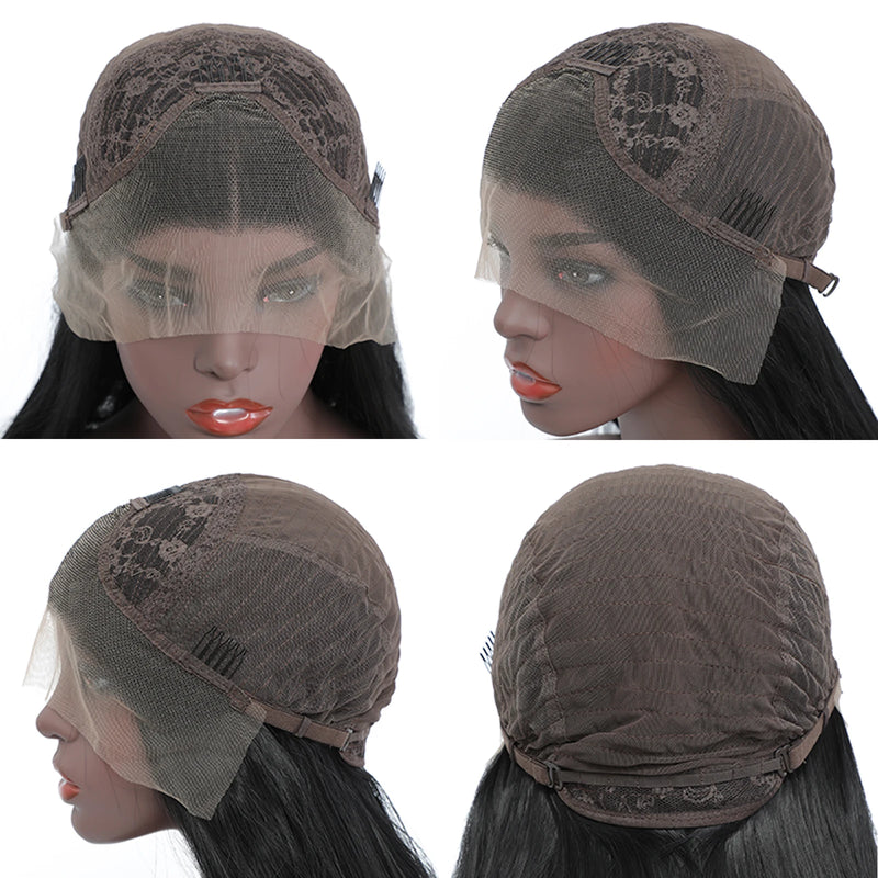 WIF Blonde Highlight Black Bob Wig Body Wave Short Bob Heat Resistant Synthetic Lace Front Wig Women Cosplay Use Daily Bob Hair