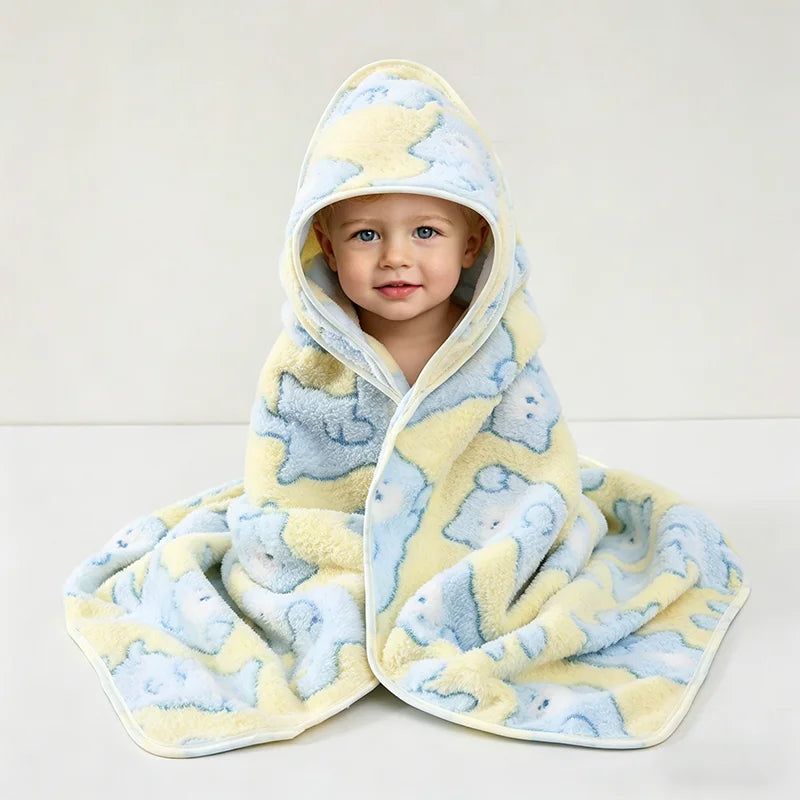 Cartoon Animal Baby Bath Towel, Soft Newborn Hooded Bath Towel, Small Blanket, Toddler Bathrobe, Warm Wrap Towel, Suitable for Both Boys and Girls