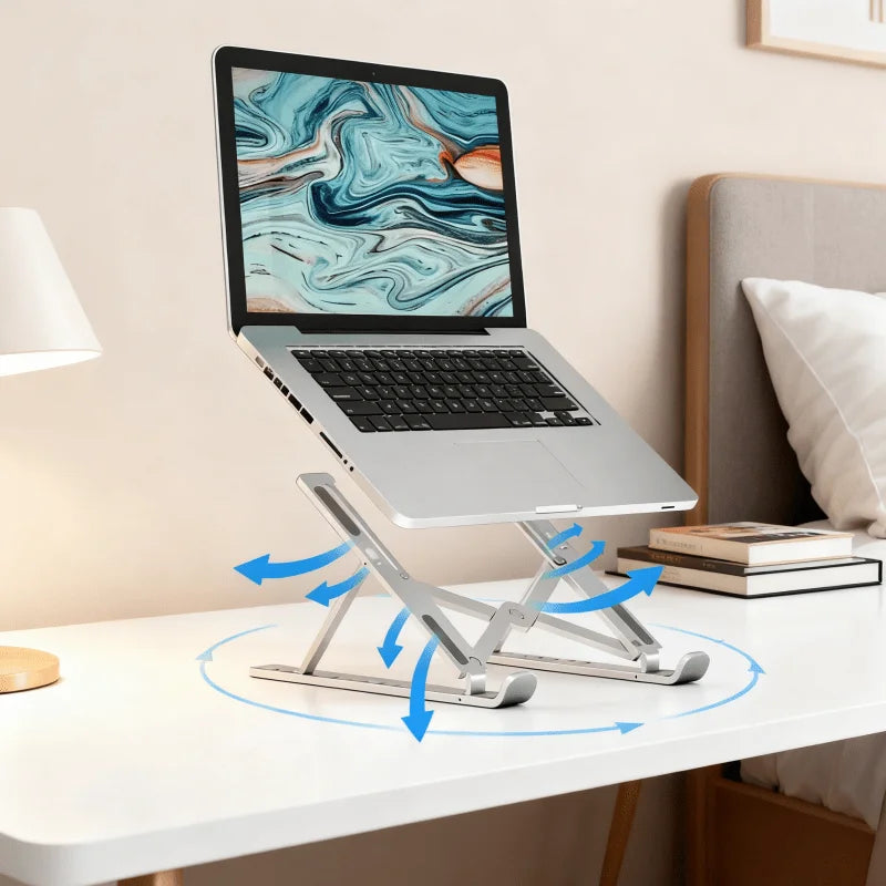 Laptop Stand - Foldable and Adjustable, 10 Height Setting, High Quality Compact Base, Office Desk, etc