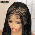 African Braided Hair Wigs Synthetic Full Lace Cornrow Knotless Box Braiding Wigs for Black Women Lace Frontal Crochet Braids Wig