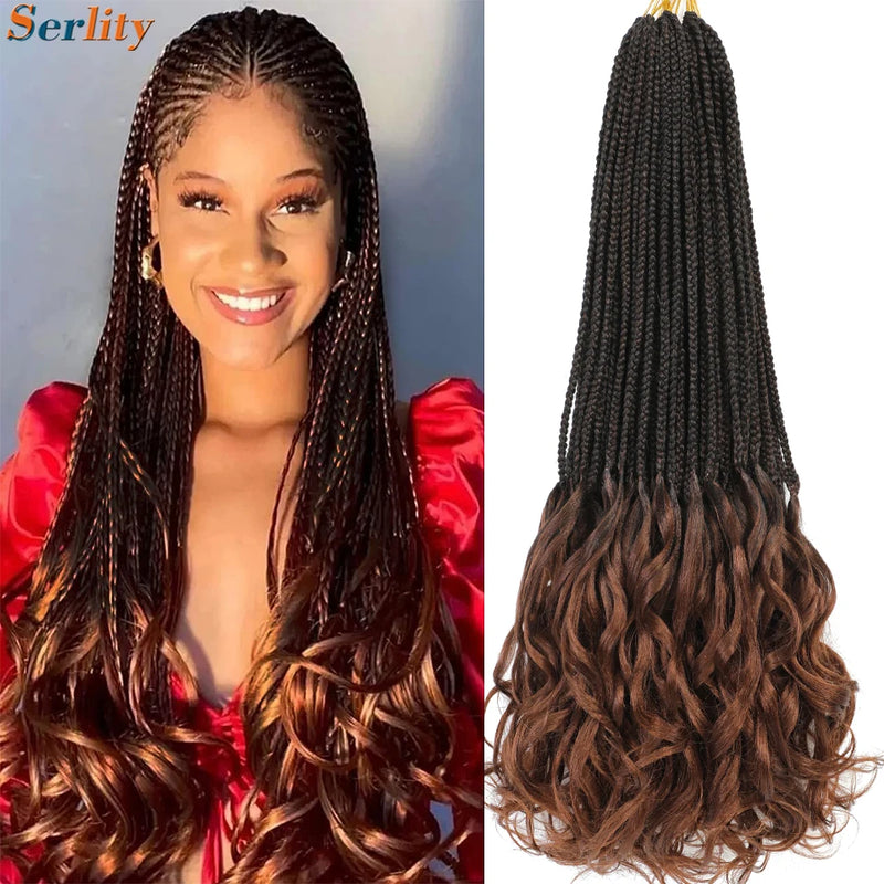 14 18 24 Inch French Curl Crochet Braids 1B 30 27 33 350 613 Bug 12 Colors Ombre Pre Braided Box Braids Crochet French Curl Hair