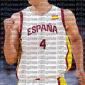 2026 Summer Hot Selling Spanish Basketball Enthusiasts Sports Match White # 4 Shirt Adult and Children Casual Sports Shirt