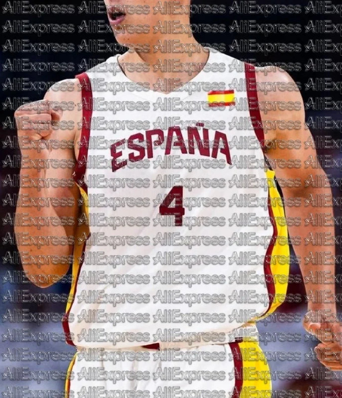 2026 Summer Hot Selling Spanish Basketball Enthusiasts Sports Match White # 4 Shirt Adult and Children Casual Sports Shirt