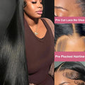 40 46 Inch 200 Density Frontal Wig For Black Women Brazilian Wigs Human Hair 5x5 Bone Straight HD Transparent Lace Front Wigs
