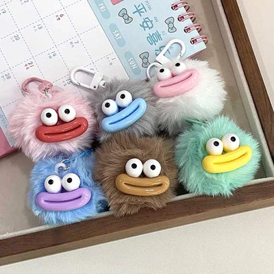 Sausage Mouth Hair Ball Key Chain Funny Plush Doll | SAMAG