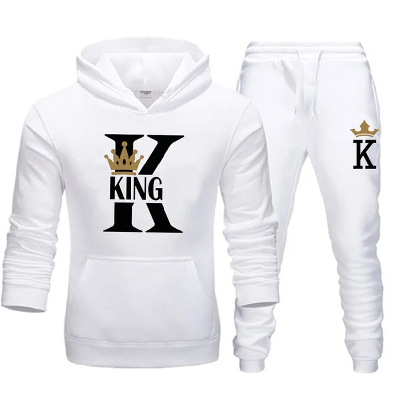 Autumn and Winter Men's and Women's Sweater Set KING QUEEN Loose Relaxed Hooded Print Couple - View 4 | SAMAG