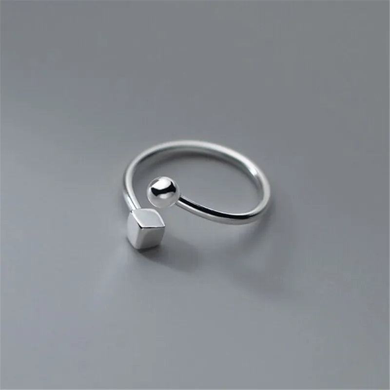 VENTFILLE 925 Sterling Silver Ring for Women Girl Gift Retro Open Trend Unique Design Geometric Asymmetric Jewelry Dropship