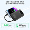 PISEN 3C Certified Power Bank 10000mAh & 20000mAh 20W Fast Charging Powerbank With 4 Built-in Cables For iPhone Samsung Xiaomi