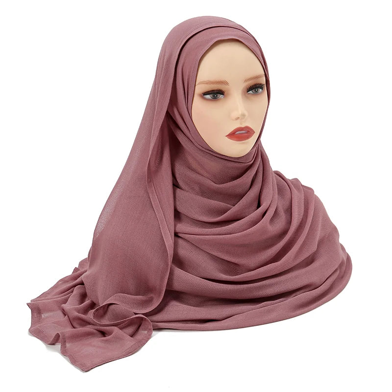 2024 Muslim Modal Rayon Cotton Hijab Shawls For Women Plain Scarf Big Size Headscarf Islamic Turban Headband 190*85cm