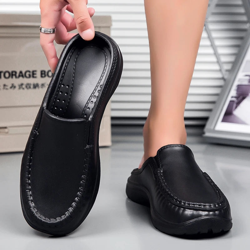 Chef shoes summer new plus size baotou half slippers non slip oil resistant business casual men's chef shoes breathable EVA shoe