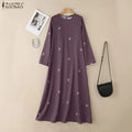 ZANZEA Muslim Modest Bow Printing Maxi Dress Women's | SAMAG
