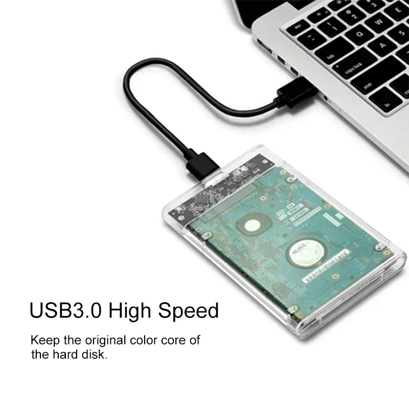 Type-C 3.1 SSD Case Enclosure Box 2.5 HDD SATA To USB 3.0 With 5Gbps Adapter External Housing Hard Drive Box Transparent/Black