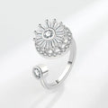 VENTFILLE 925 Sterling Silver Sunflower Diamond Zircon Rotatable Ring For Women Gift Relieve Stress Ring Jewelry Wholesale