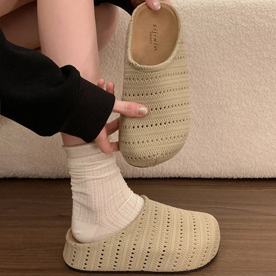 Summer Fashion Knitted Hollow Out Women Closed Toe Slip | SAMAG