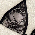 Sexy black lace print halter tie bikinis sets two pieces | SAMAG