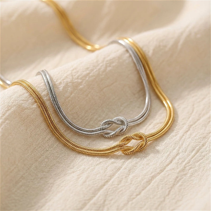 Infinity Love Knot Stainless Steel Bracelets Snake Chain Elegant Friendship Couples Bangles For Women Bridesmaid Jewelry Gifts