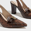 Retro Branded Shoes Original for Woman Brown Elastic Band Pointed Toe Artificial Leather High-heeled Shoes Work Elegant Pumps