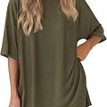 2026women's New Fashion Trend Basic High-quality Casual Round Neck Slit Loose Casual and Comfortable Women's Two-piece Home Suit