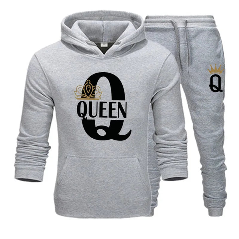 Autumn and Winter Men's and Women's Sweater Set KING QUEEN Loose Relaxed Hooded Print Couple - View 10 | SAMAG