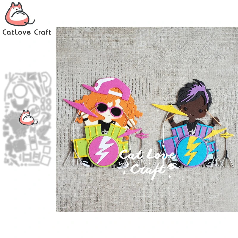 Catlove Rock Drum kit Metal Cutting Dies Scrapbooking Mold Stencil Die Cuts Card Making DIY Craft Embossing New Dies For 2022
