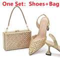 New Arrival Nigeria Women Designer Shoes and Bags Decorated with Rhinestone Wedding Italian Shoes Bag Set Pumps Women Luxury