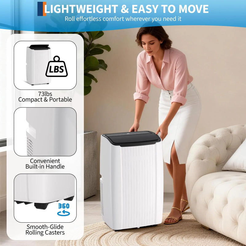 Portable AC Unit 12000 BTU, 3-in-1 Air Conditioner With Fan & Dehumidifier, Remote, Quiet Sleep Mode, 24H Timer For 550 Sq Ft