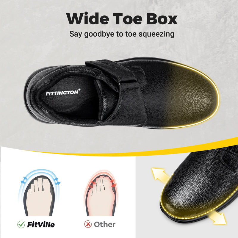 Fittington Extra Wide Toe Men's Dress Shoes Comfort Causal formal Business Wedding Shoes for Men Easy to Wear Arch Support