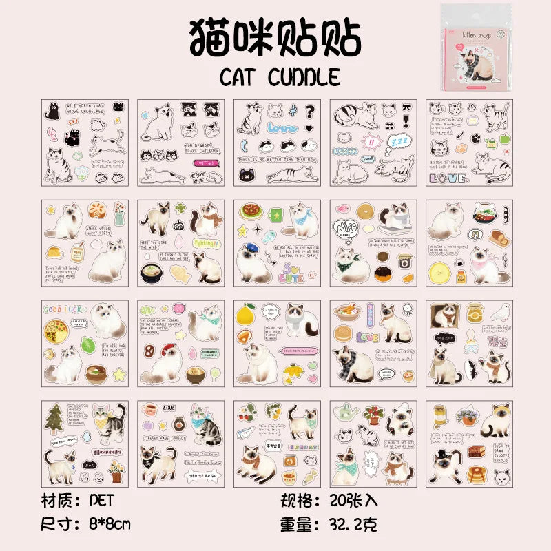 Stickers Book Cat Decorative Decal Kitty Seal for DIY Diary Planner Scrapbook Album School Supplies Stationery