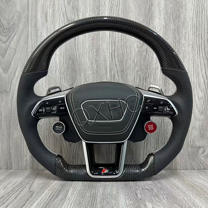 Custom Carbon Fiber Steering Wheel For Audi A3 A4 A5 A6 A6L A7 A8 S3 S4 S5 S6 S7 S8 Q3 Q5 Q7 Q8 SQ7 RSQ7 RSQ8 RS3 RS4 RS5 RS6 TT