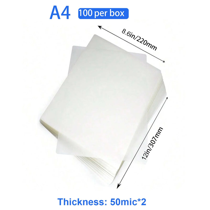 Multi-Size Thermal Laminating Bags: A4/A5/Letter Size Clear Glossy Sheets, Rounded Corners Heat Seal for Office School Home Holi