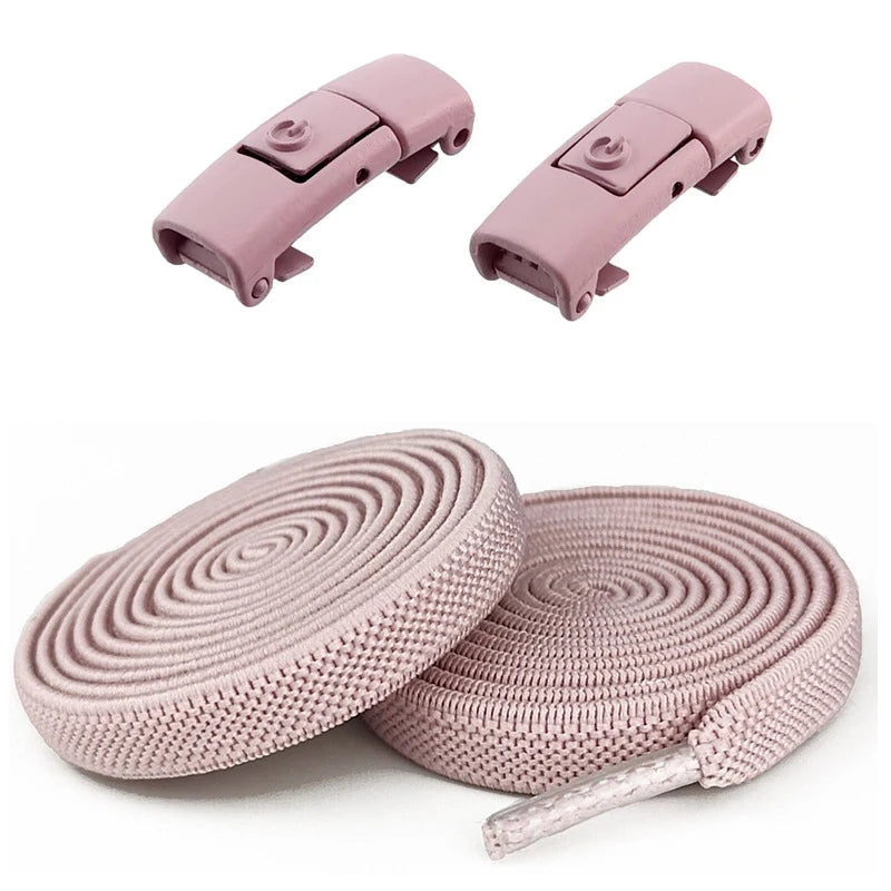 New Without Ties Elastic Laces No Tie Shoe Laces Press Lock Shoelaces Sneaker Kids Adult 8MM Widened Flat Shoelace for Shoes