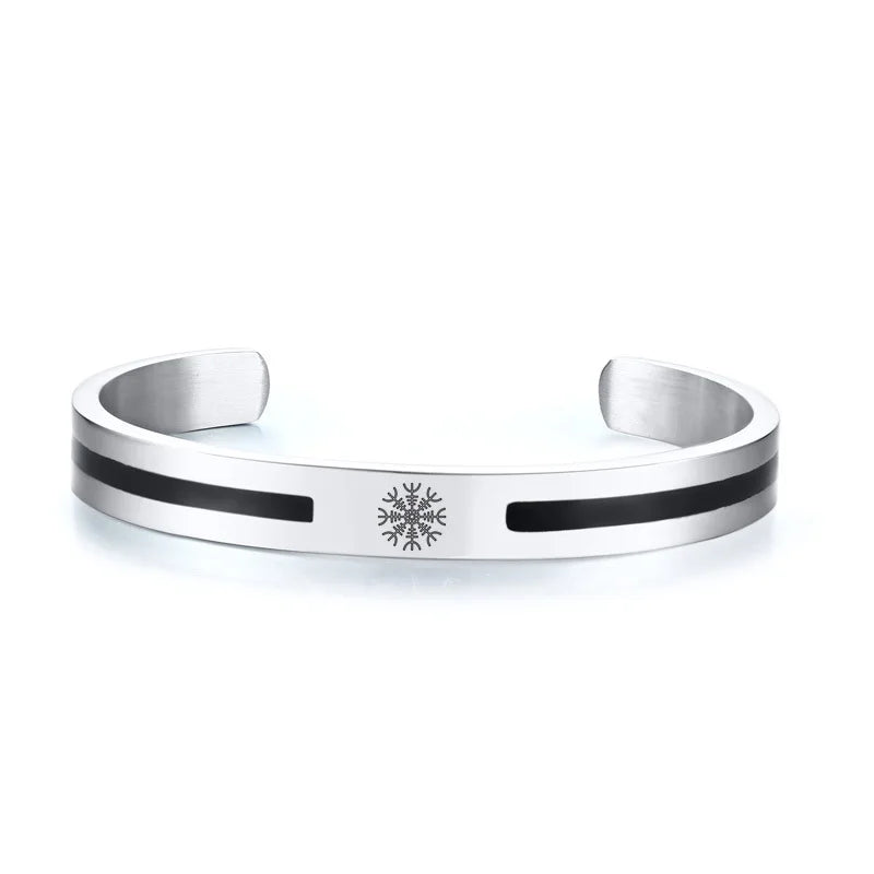 Men Bangle, Enemal Viking Logo Cuff Bracelet For Gentleman, Stainless Steel Minimalist - Visuel 16 | SAMAG