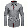 Men's Slim Fit Dress Shirt Plaid Patchwork Collar Long | SAMAG