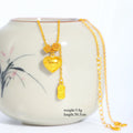 Fine 18 K Gold Color Heart Shape Pendant Necklace for Women Wedding Birthday Not Fade Jewelry Chain Gifts