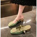 New Women's Shoes Mary Jane Mules, Square-Toed Shallow-Cut Chunky Heel Shoes, Fashionable High-Heeled Sandals