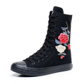 Boots Women Sneakers Canvas Casual High Top Shoes Long Boot Lace-Up Zipper Comfortable Flat Boot Sneakers Tenis Feminino
