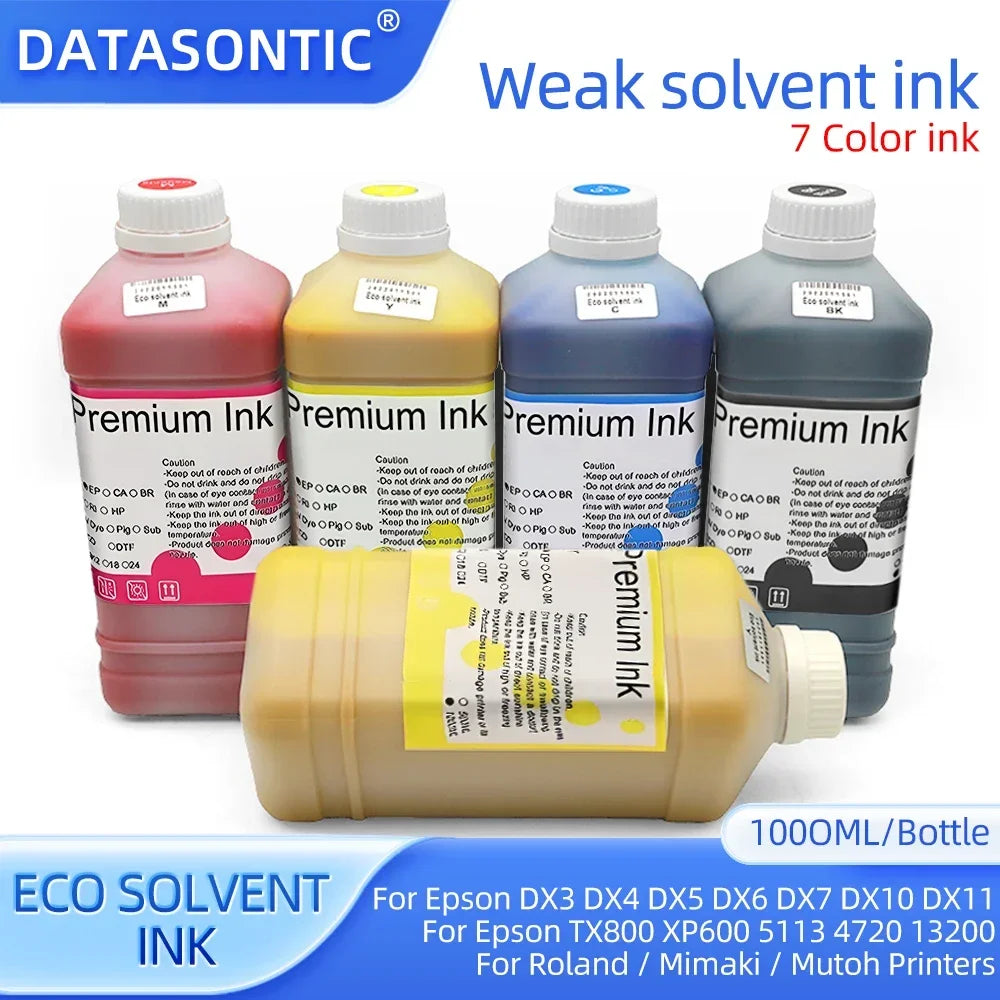 New 1000ml Eco solvent Ink For Roland Mimaki Mutoh Epson TX800 4720 I3200 5113 DX4 DX5 DX6 DX7 XP600 Printer solvent Ink
