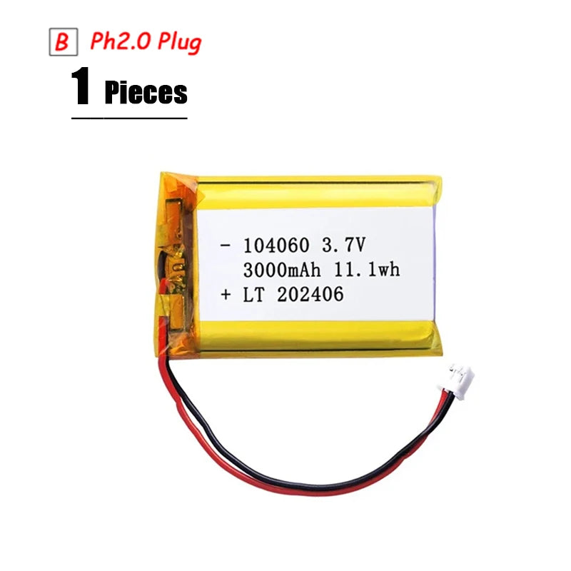 3.7V Lipo Battery Ph2.0 Plug Rechargeable Lithium Battery 3.7V For PS4 Humidifiers GPS Navigation  Bluetooth Speaker MP3 MP4
