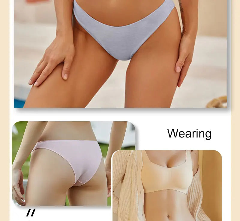 6pcs Cotton Women's Lingerie M-XXL Solid Seamless Panties Sexy Breathable Low-Waist Briefs Female Soft Comfortable Underpants