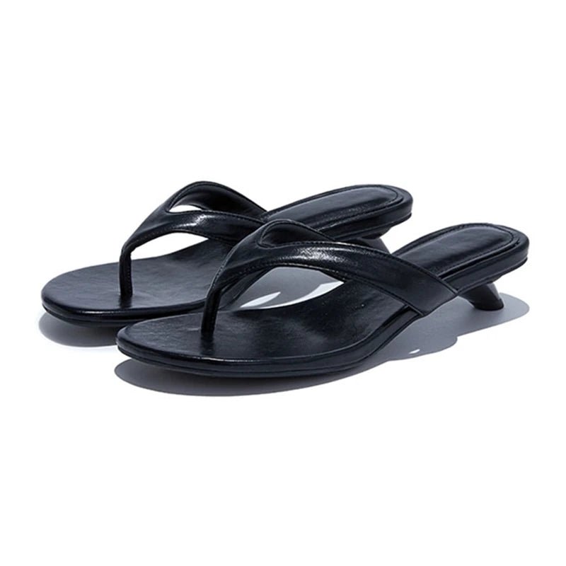 AIYUQI 2026 New Women's Slippers High-Heeled Fashionable Flip-Flops Women Plus Size Summer Round Toe Beach Shoes Girl