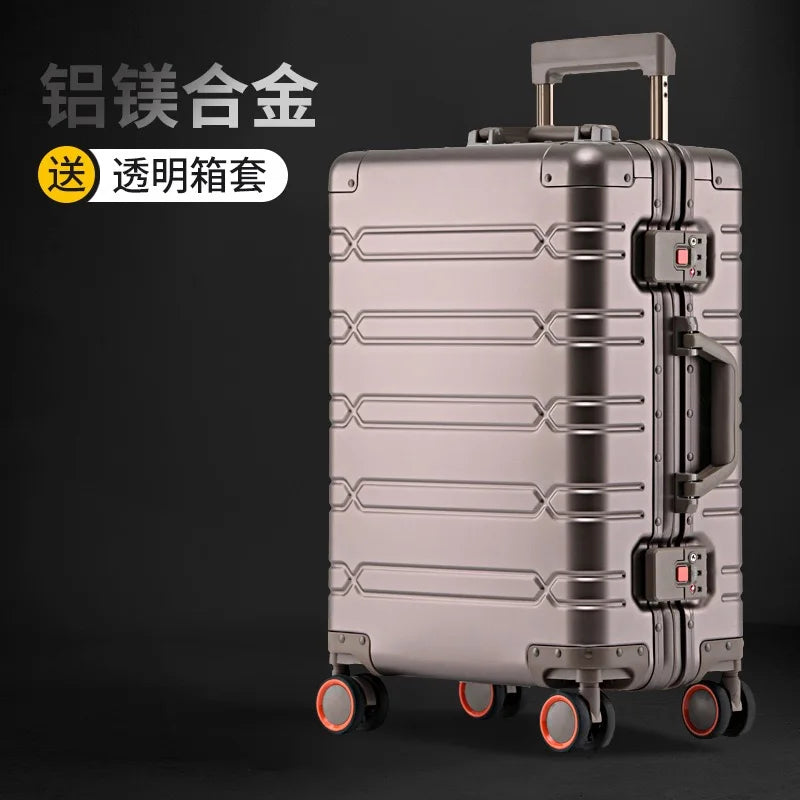 COLENARA All Aluminum Magnesium Alloy Luggage 20 Inch Cabin Rolling Metal Password Box 28 Inch Large Capacity Travel Suitcase