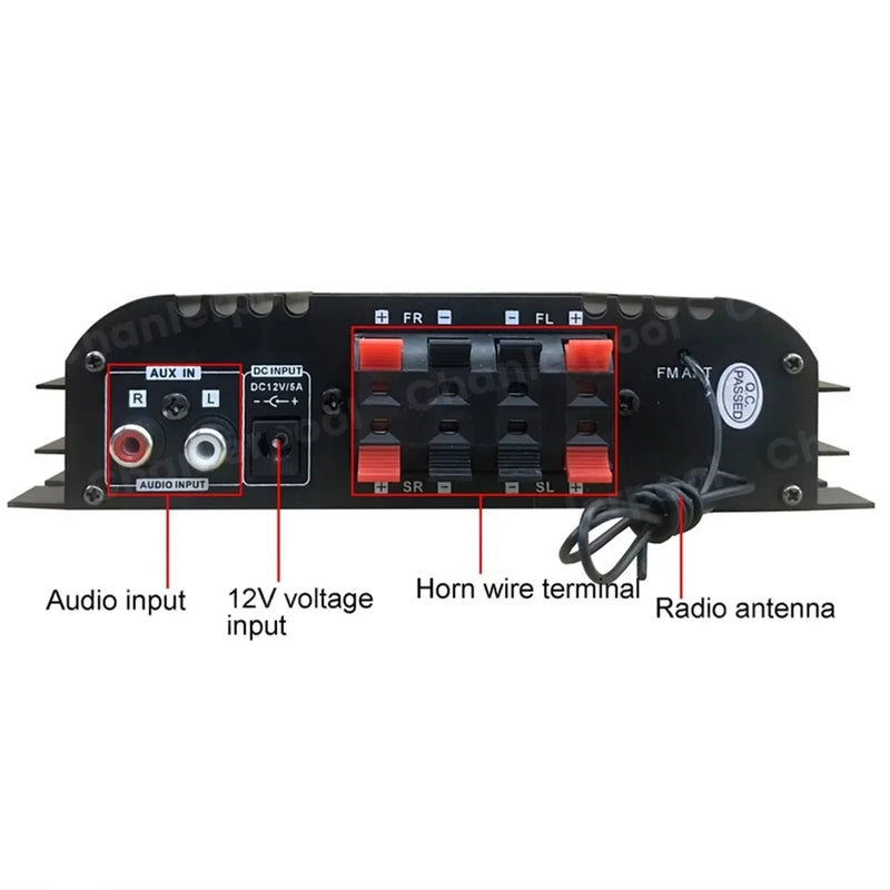 HiFi Sound Amplifier 4 Channel Digital Audio Bluetooth Amplifier Power Karaoke Player FM Radio Support Remote Control