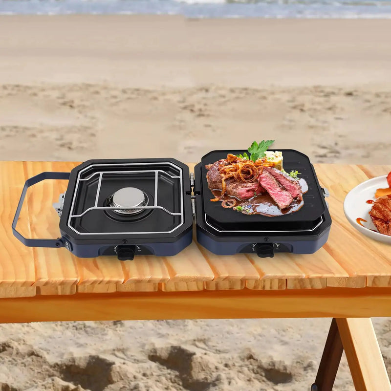 2 Burners Portable Camping Gas Stove 2.3+2.3KW Non - stick - View 3 | SAMAG