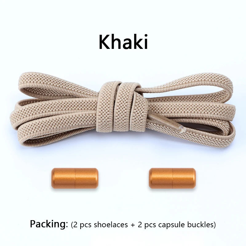 Flat Shoe Laces Without Ties Colored Matte Metal Lock Lazy Shoelaces for Men and Women Casual Shoes Elastic Shoelace 1 Pair